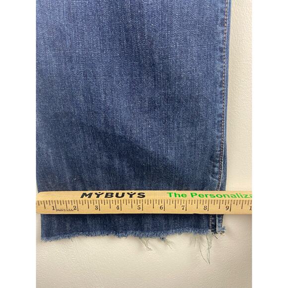 Volcom Jeans Bootcut Dark Wash Distressed Raw Hem Size 28x30 (1183) - Picture 3 of 11